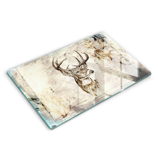 Tocător din sticlă modern Ilustrație animală cu cerb 80x52 cm