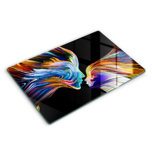 Tocător sticlă modern Sărut abstract 80x52 cm