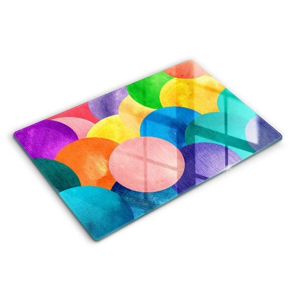Tocător din sticlă modern Roți colorate 80x52 cm