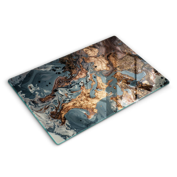 Tocător din sticlă modern Structura de rocă aurie 80x52 cm