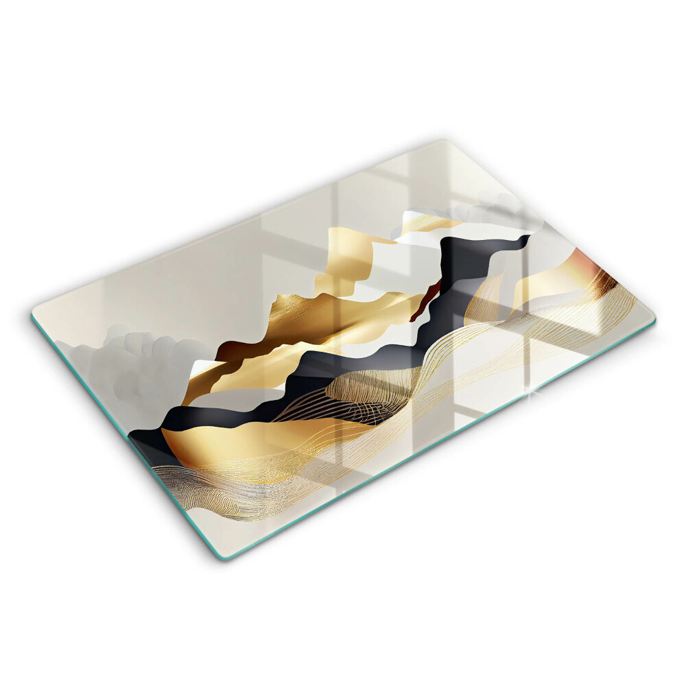 Tocător din sticlă modern Munți aurii abstracte 80x52 cm