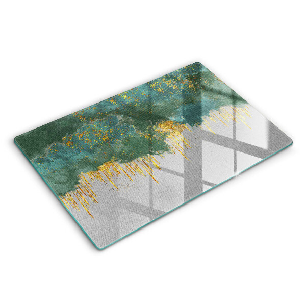 Tocător din sticlă modern Abstracție cu aur 80x52 cm