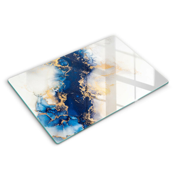 Tocător din sticlă modern Abstracție cu albastru 80x52 cm
