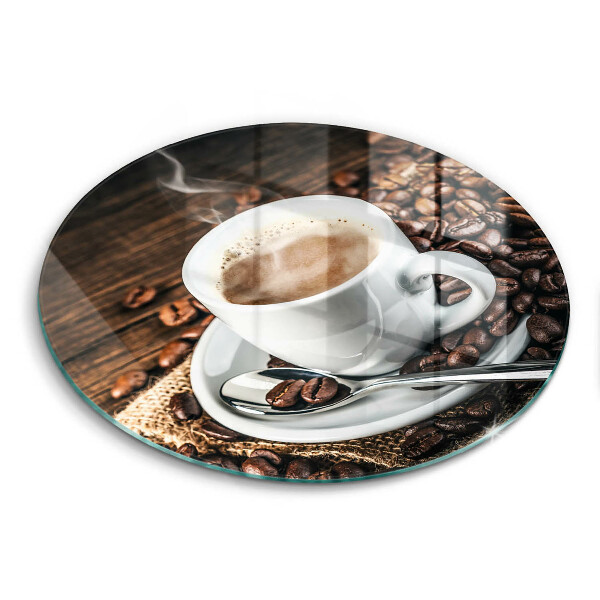 Tocător sticlă original Ceașcă și boabe de cafea