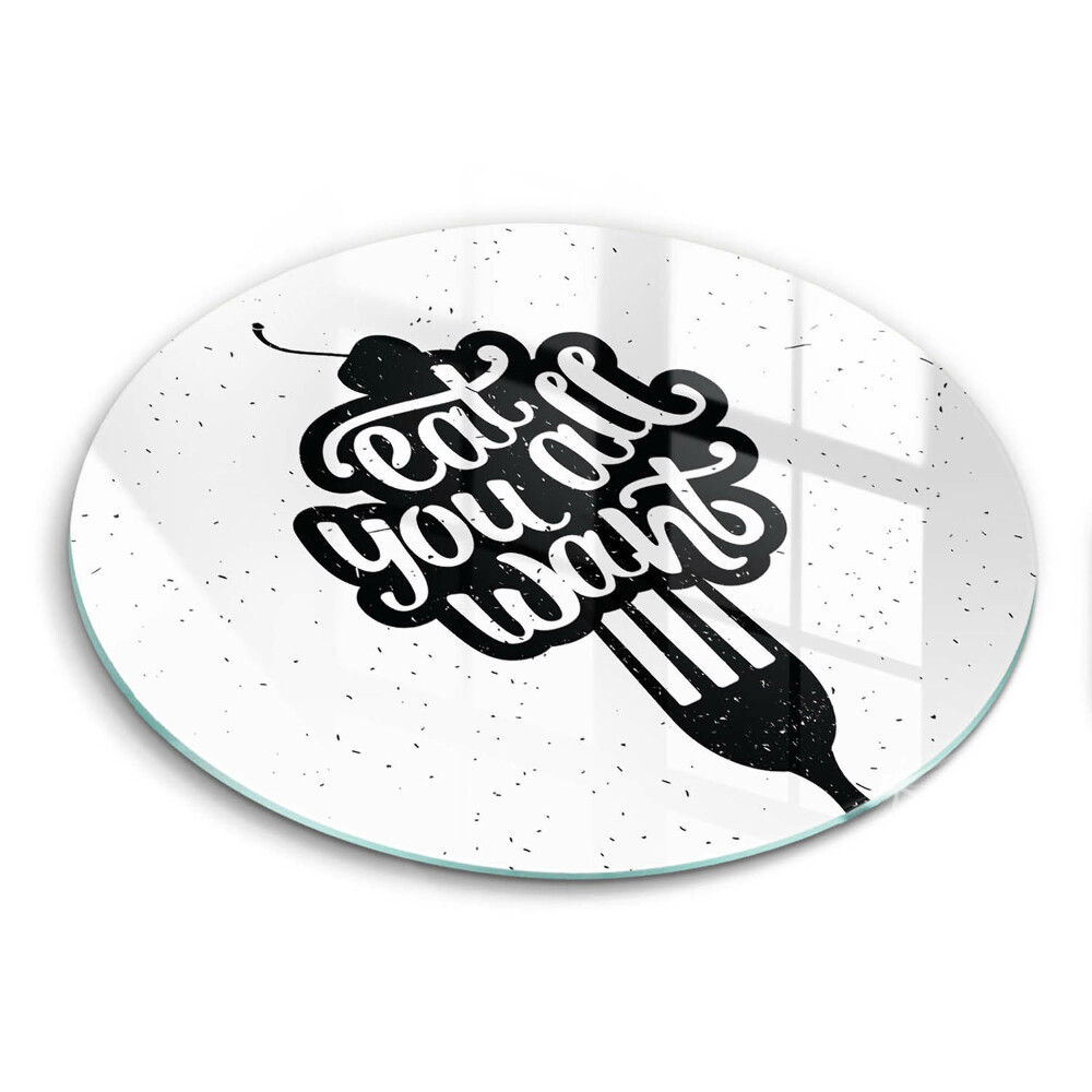 Tocător sticlă original Inscripția „Mănâncă ce vrei cu toții”