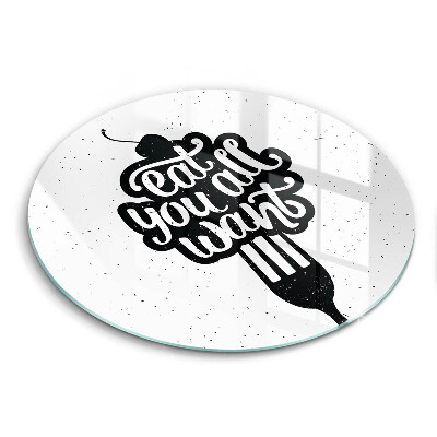 Tocător sticlă original Inscripția „Mănâncă ce vrei cu toții”