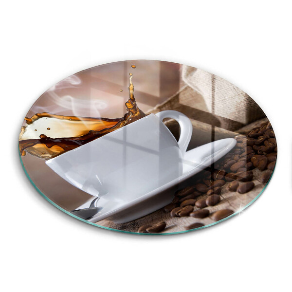 Tocător sticlă original Ceașcă și boabe de cafea