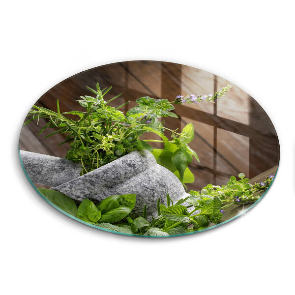Tocător sticlă original Plante, ierburi și lemn
