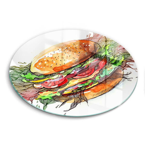 Tocător de bucătărie original Desen cu hamburger