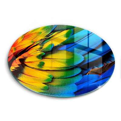 Tocător din sticlă original Pene de papagal colorate