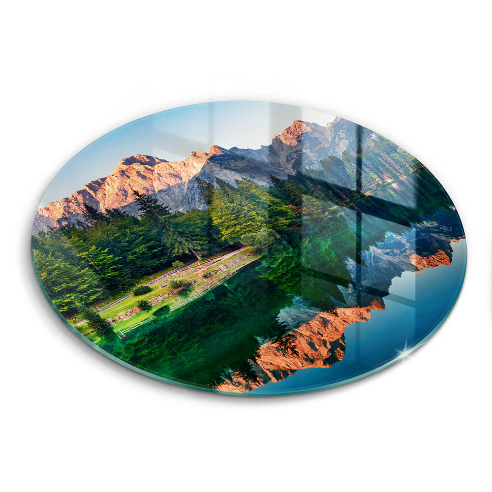 Tocător sticlă original Pădure și lac de munte