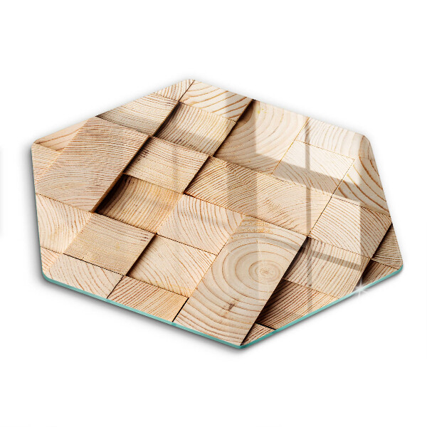 Tocător sticlă hexagonal Pătrate de lemn