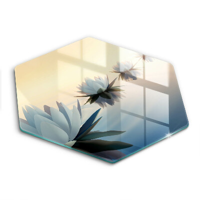 Tocător sticlă hexagonal Flori de nufăr