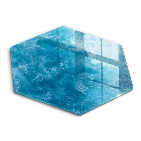 Tocător sticlă hexagonal Apă albastră