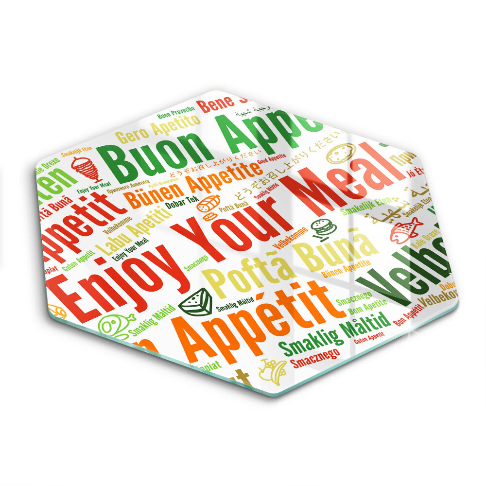 Tocător de bucătărie în formă de hexagon Limbi subtitrări Bon appétit