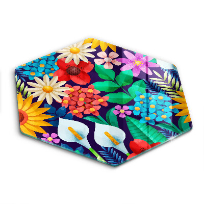 Tocător de bucătărie în formă de hexagon Ilustrație flori de luncă