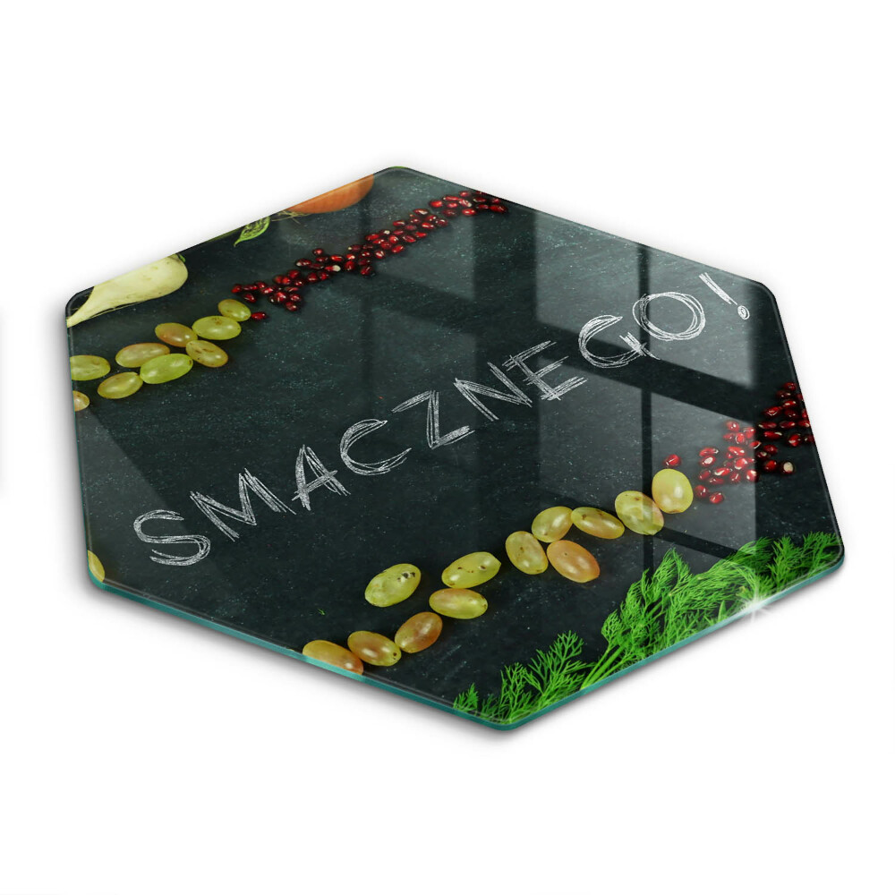 Tocător sticlă hexagonal Inscripția Poftă bună!