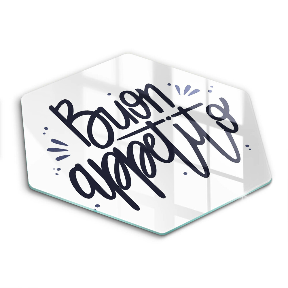 Tocător din sticlă hexagonal Inscripția „Buon Appetito”
