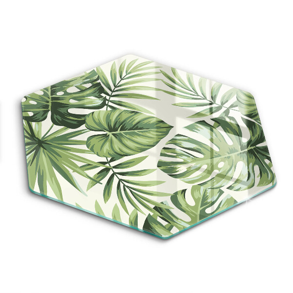 Tocător sticlă hexagonal Ilustrație cu frunze de Monstera