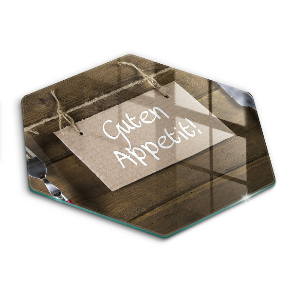 Tocător de bucătărie în formă de hexagon Panourile spun Guten Apetit
