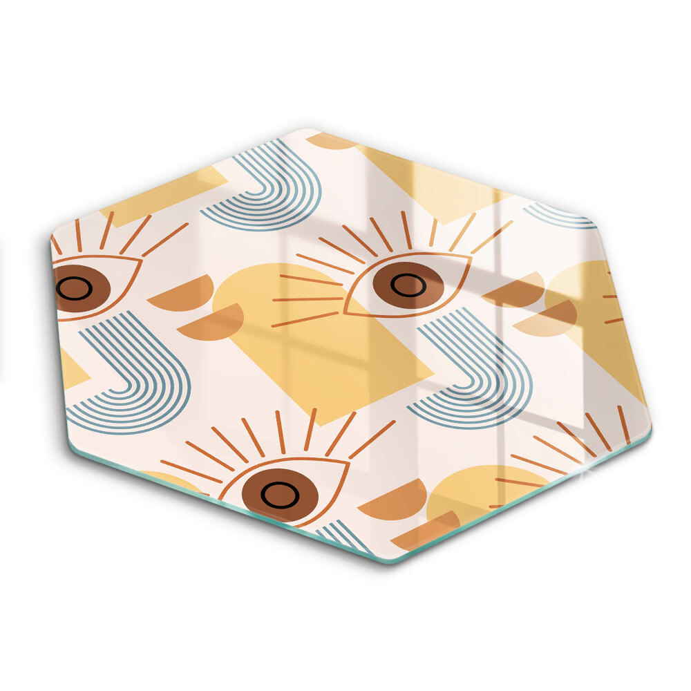 Tocător sticlă hexagonal Ochi cu model boho