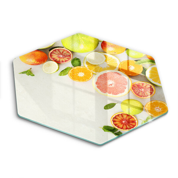 Tocător din sticlă hexagonal Citrice