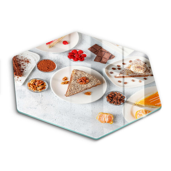Tocător sticlă hexagonal Prăjituri dulci