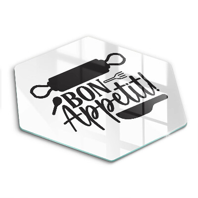 Tocător sticlă hexagonal Inscripția Poftă bună
