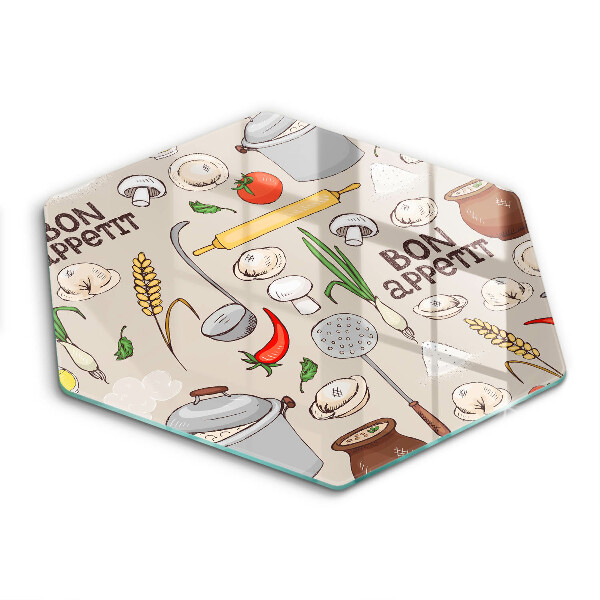 Tocător din sticlă hexagonal Ilustrație de bucătărie