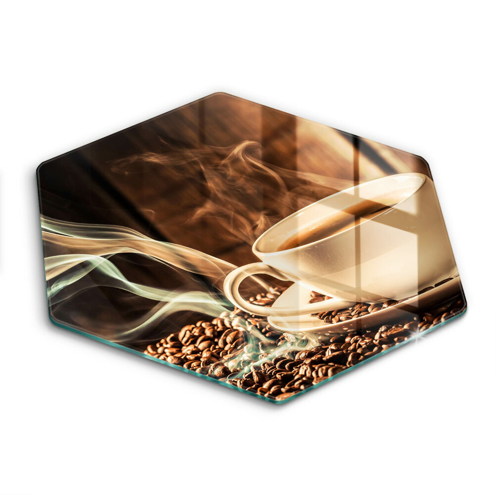 Tocător de bucătărie în formă de hexagon Ceașcă și boabe de cafea