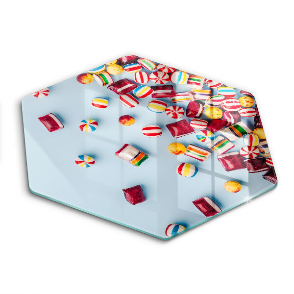 Tocător sticlă hexagonal Bomboane colorate
