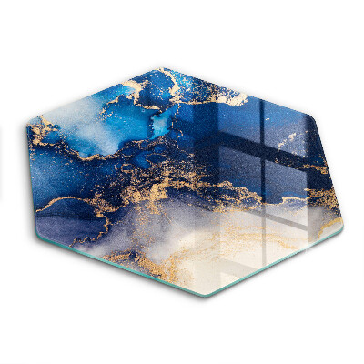 Tocător din sticlă hexagonal Abstracție de marmură