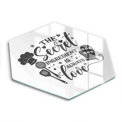 Tocător din sticlă hexagonal Inscripție, propoziție