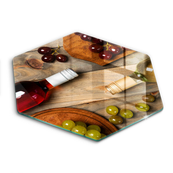 Tocător sticlă hexagonal Sticle de vin și struguri