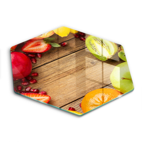Tocător din sticlă hexagonal Fructe proaspete