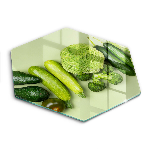 Tocător de bucătărie în formă de hexagon Fructe și legume verzi