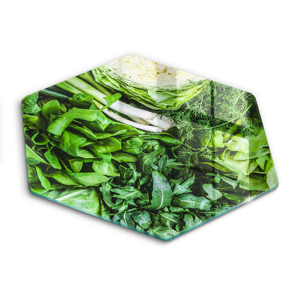 Tocător din sticlă hexagonal Legume verzi