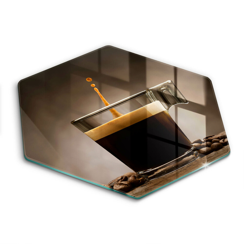 Tocător sticlă hexagonal Sticlă și boabe de cafea