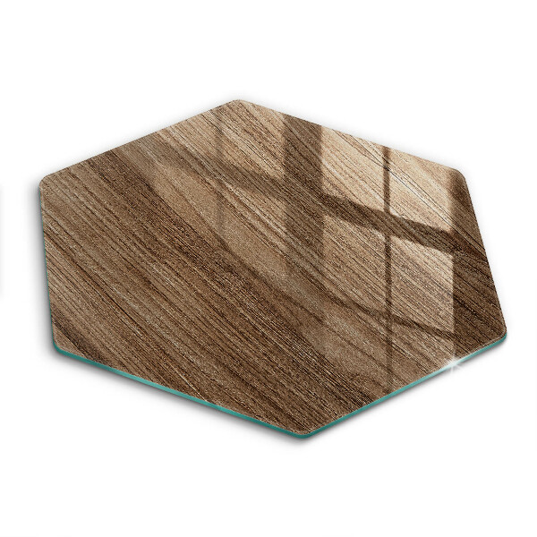Tocător din sticlă hexagonal Textură lemn