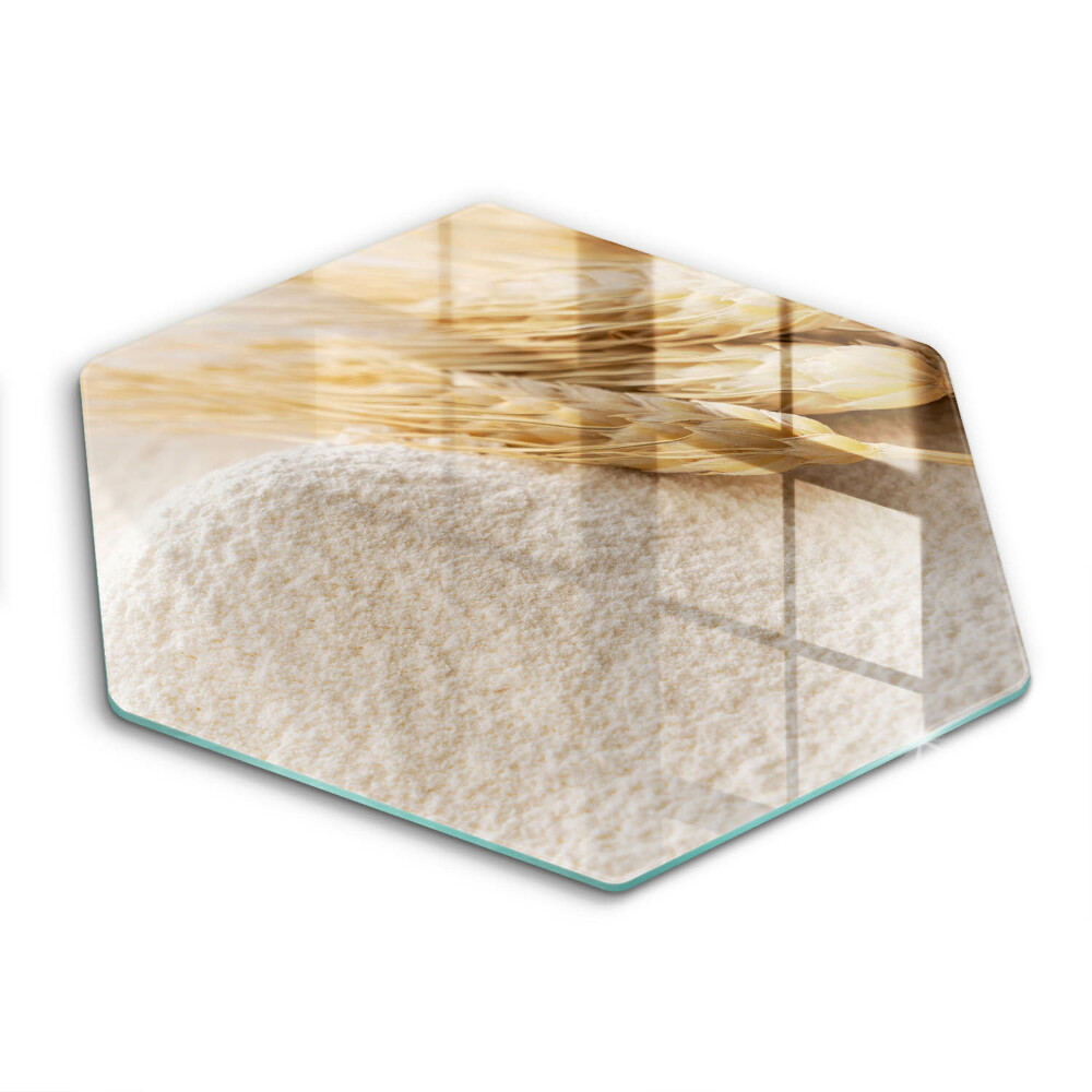 Tocător din sticlă hexagonal Făină și spice de grâu