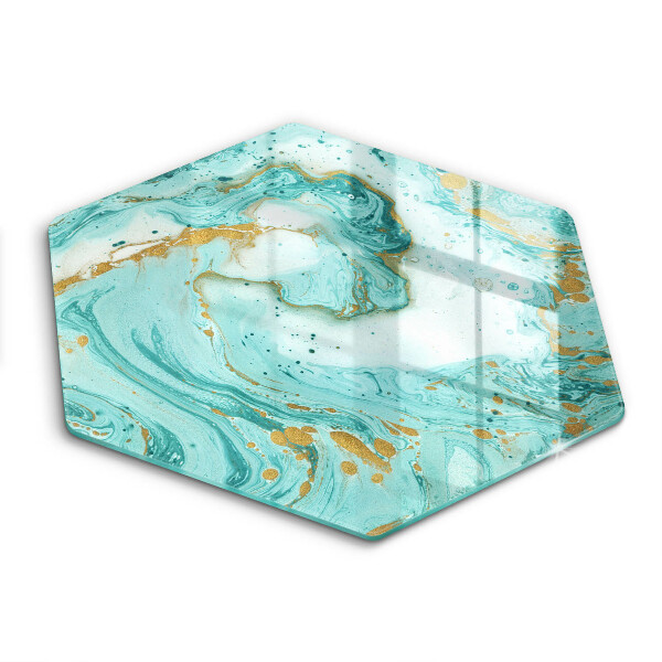 Tocător din sticlă hexagonal Abstracție albastră