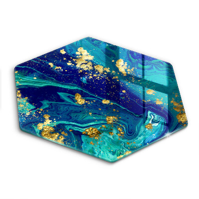 Tocător din sticlă hexagonal Abstracție cu aur