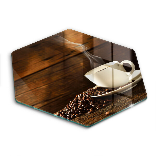 Tocător sticlă hexagonal Ceașcă de cafea din lemn