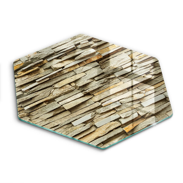 Tocător sticlă hexagonal Pietre decorative