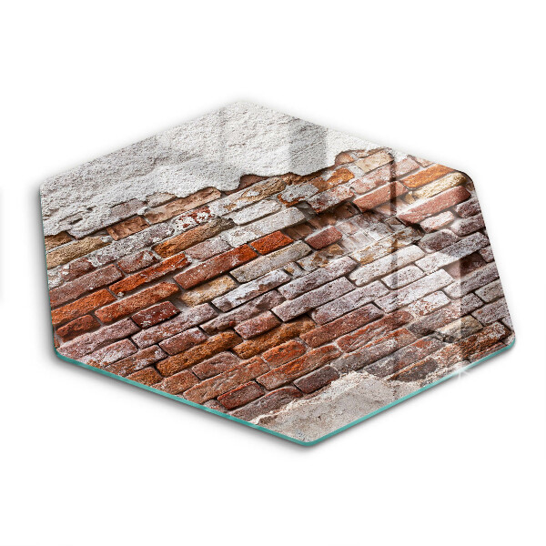 Tocător din sticlă hexagonal Zid vechi de cărămidă și beton