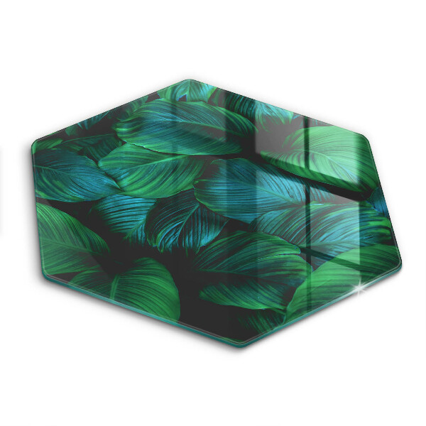 Tocător din sticlă hexagonal Frunze de junglă