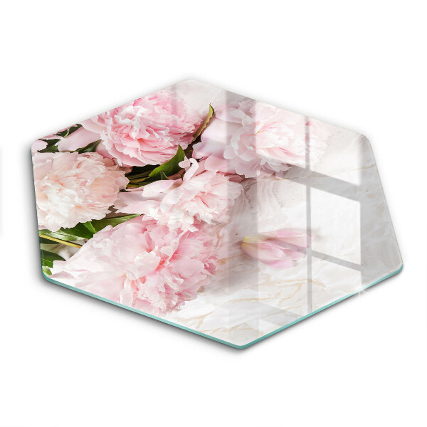 Tocător sticlă hexagonal Flori delicate de trandafir
