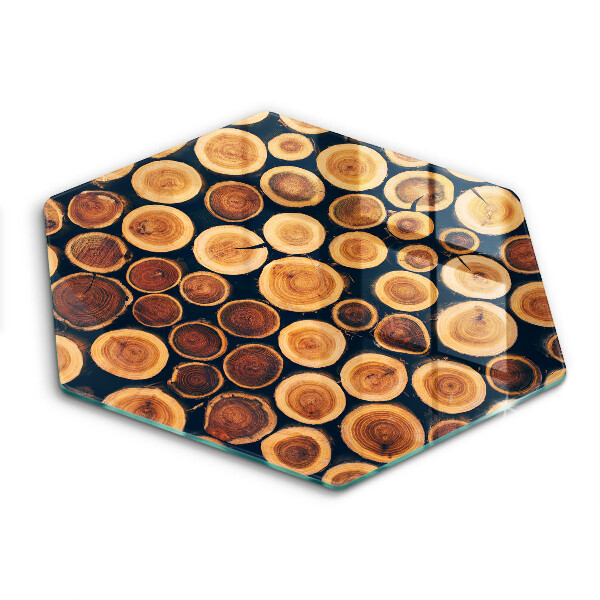 Tocător din sticlă hexagonal Buturugi de copac din lemn