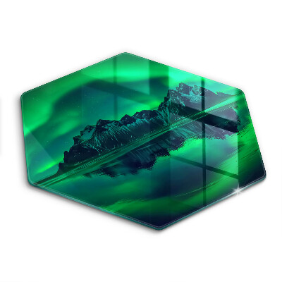 Tocător de bucătărie în formă de hexagon Peisaj al aurorei boreale