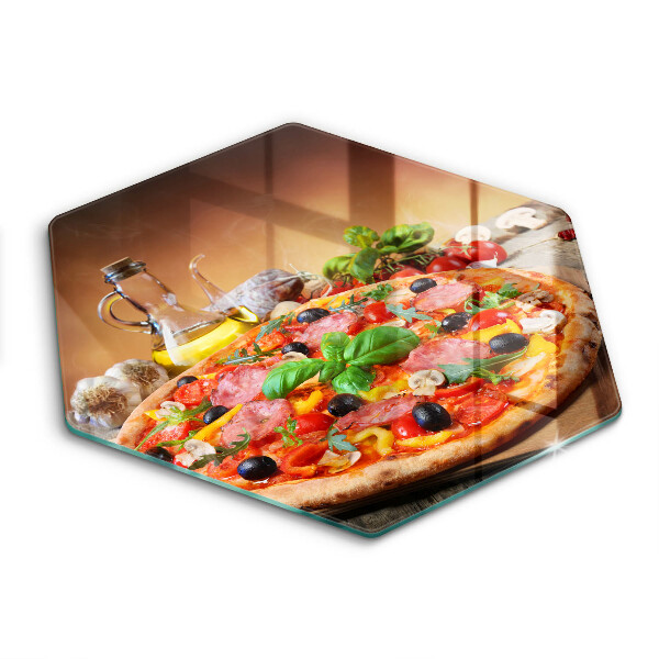 Tocător din sticlă hexagonal pizza italiană